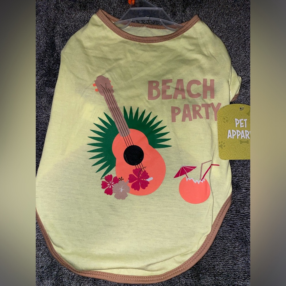 Brand New With Tags Dog Puppy T Tee Shirt Beach Party Large L Luau Tropical